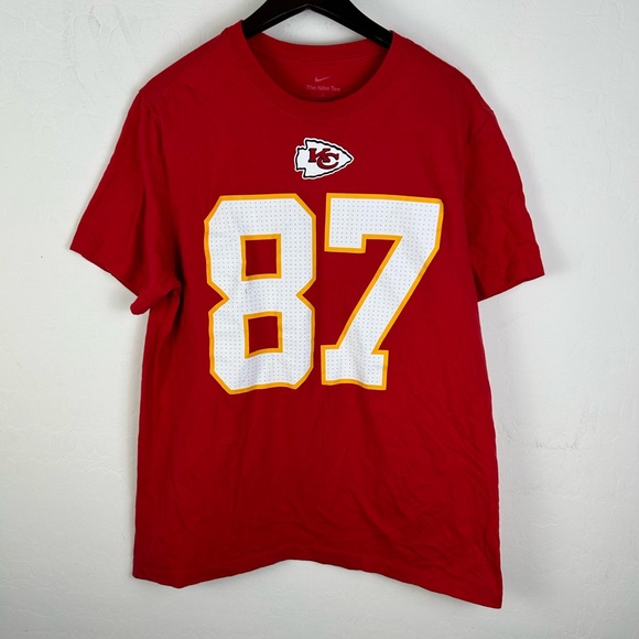 Travis Kelce Kansas City T Shirt Jersey Size Large Home red jersey - Picture 1 of 9
